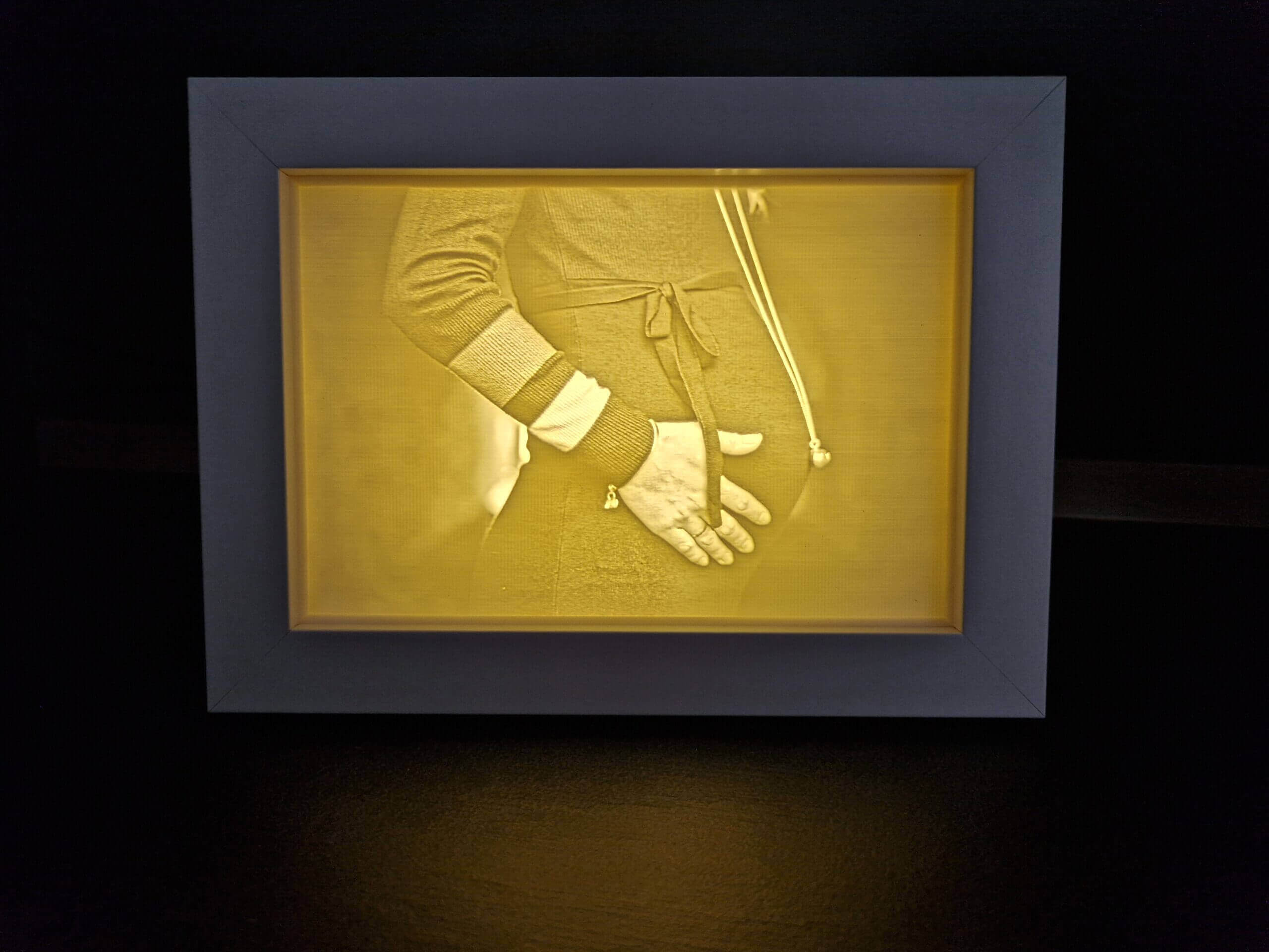 persoonlijke 3D fotoprint met licht als aandenken aan zwangerschap